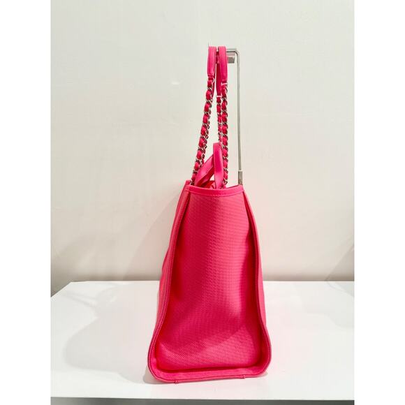 Chanel Deauville Extra Large Neon Pink/Orange  Canvas Tote Shopper Bag - Picture 4 of 16